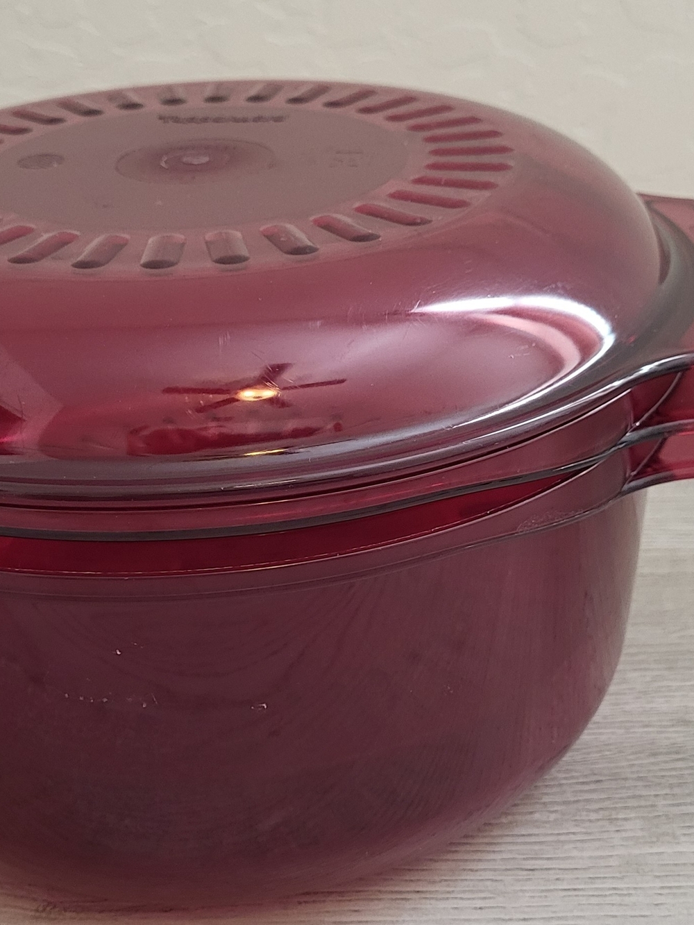 Tupperware Vintage 3 Piece Cranberry Color Stack Cooker